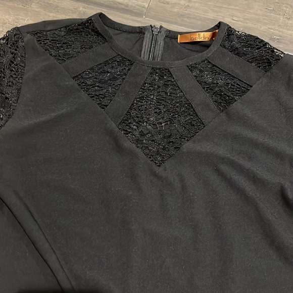 Women’s Black Long-sleeve Top with Lace Sleeves - Picture 3 of 5